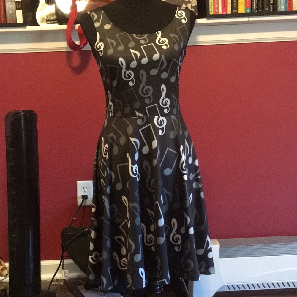 Black and white dress with music notes